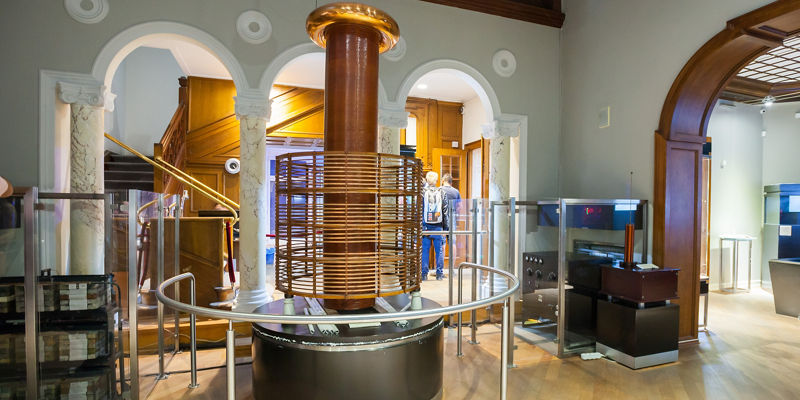 Historic electrical coil in museum exhibit