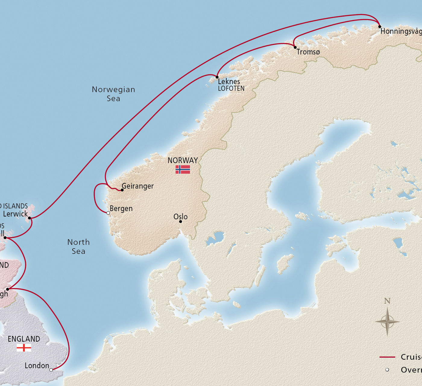 Map of Into the Midnight Sun itinerary