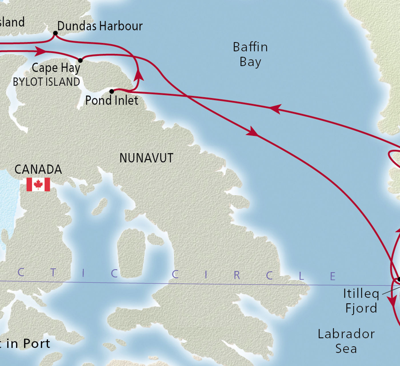 Map of Into the Northwest Passage itinerary