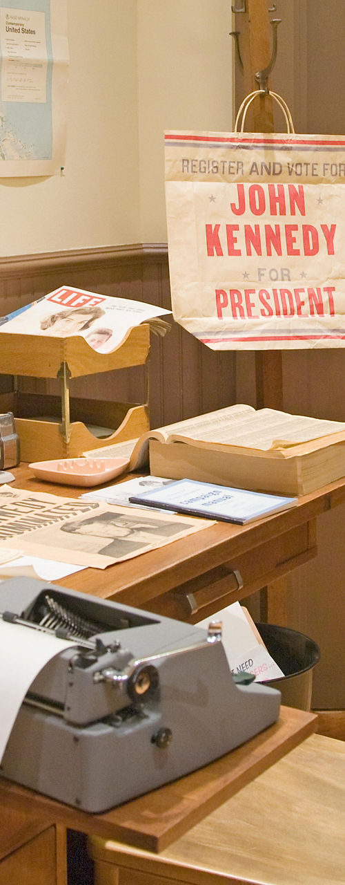Vintage political campaign office setup