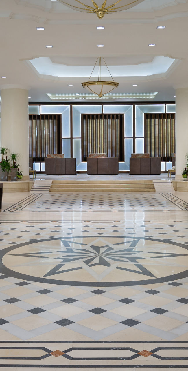 Elegant hotel lobby with luxurious decor