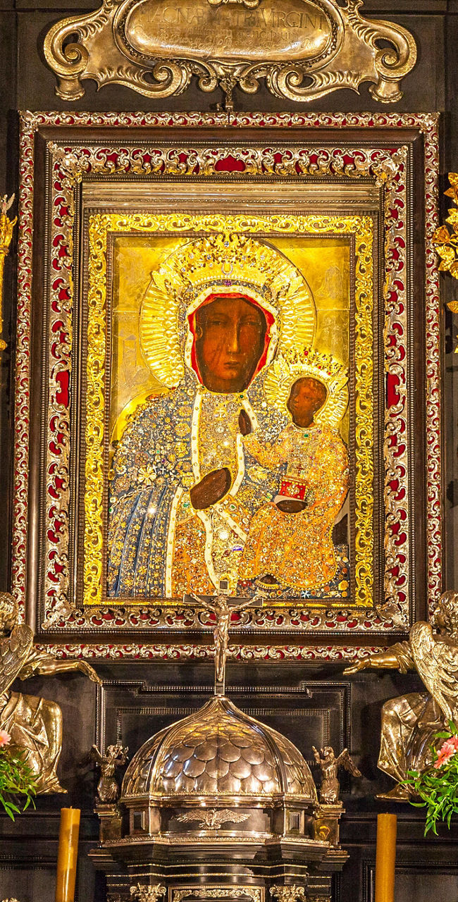 Ornate religious altar with icon centerpiece