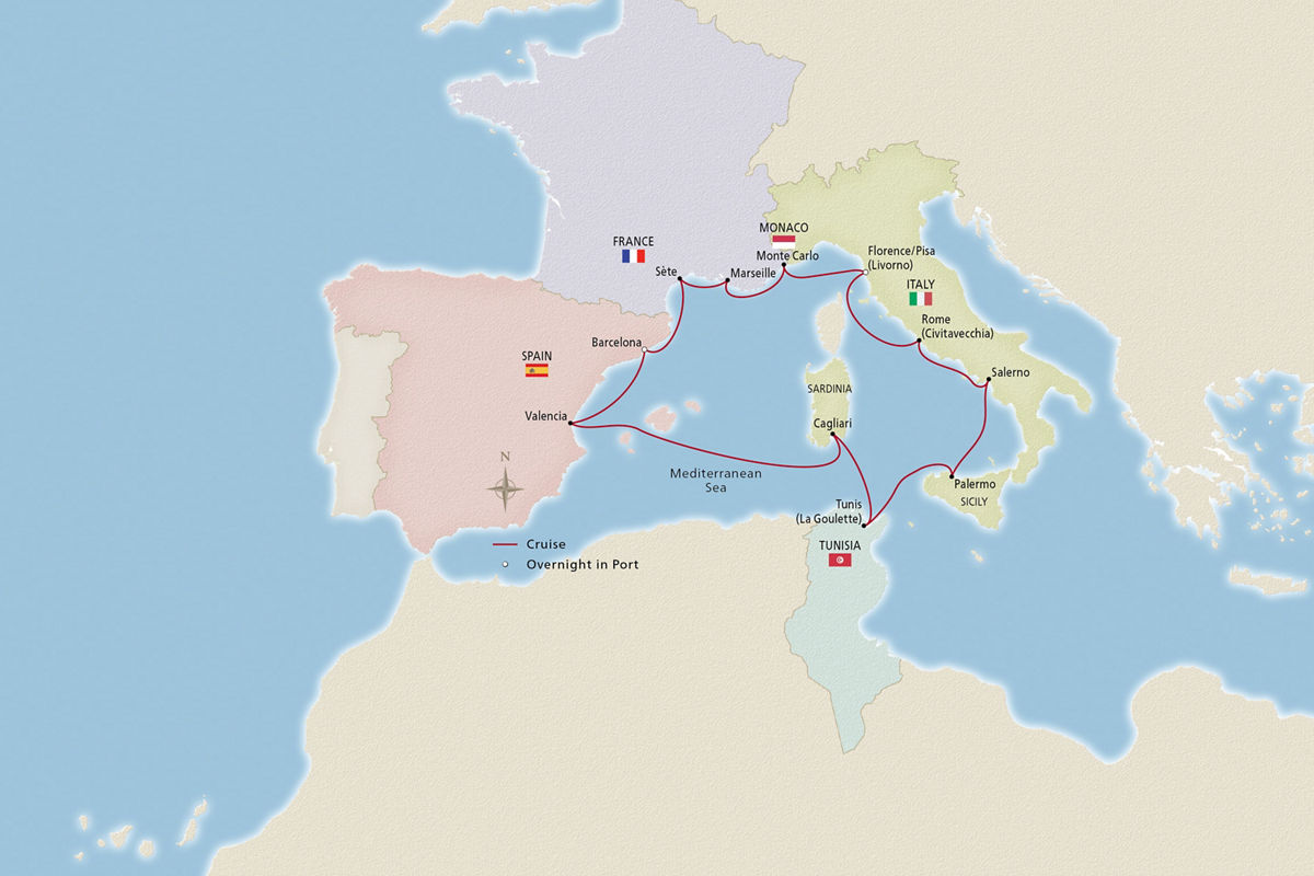 Jewels of the Mediterranean – route map