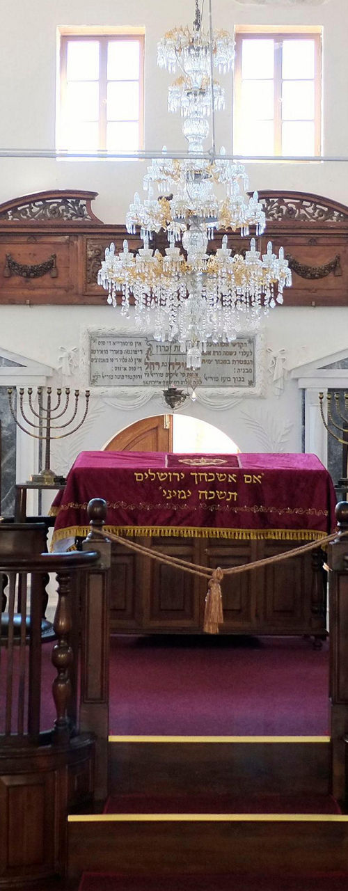 Historic synagogue interior with ornate details