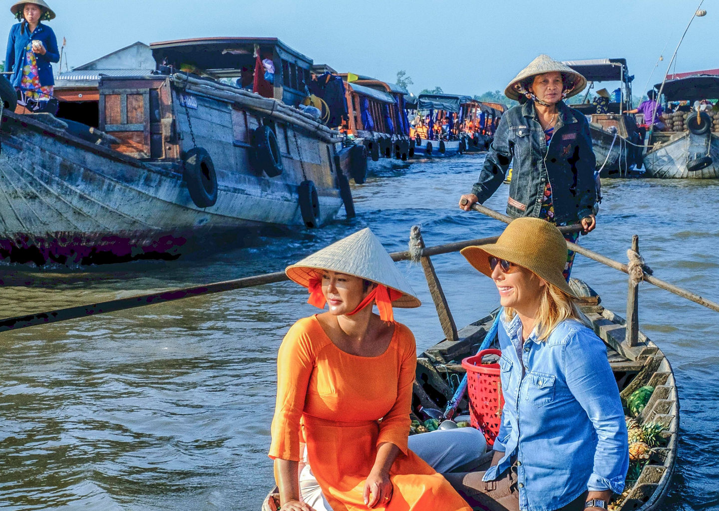 Traditional boat ride in floating market