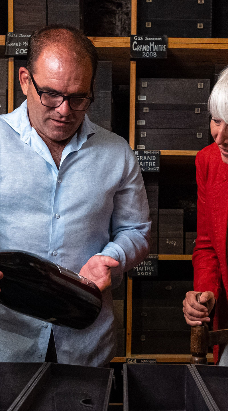 Wine presentation in cellar setting
