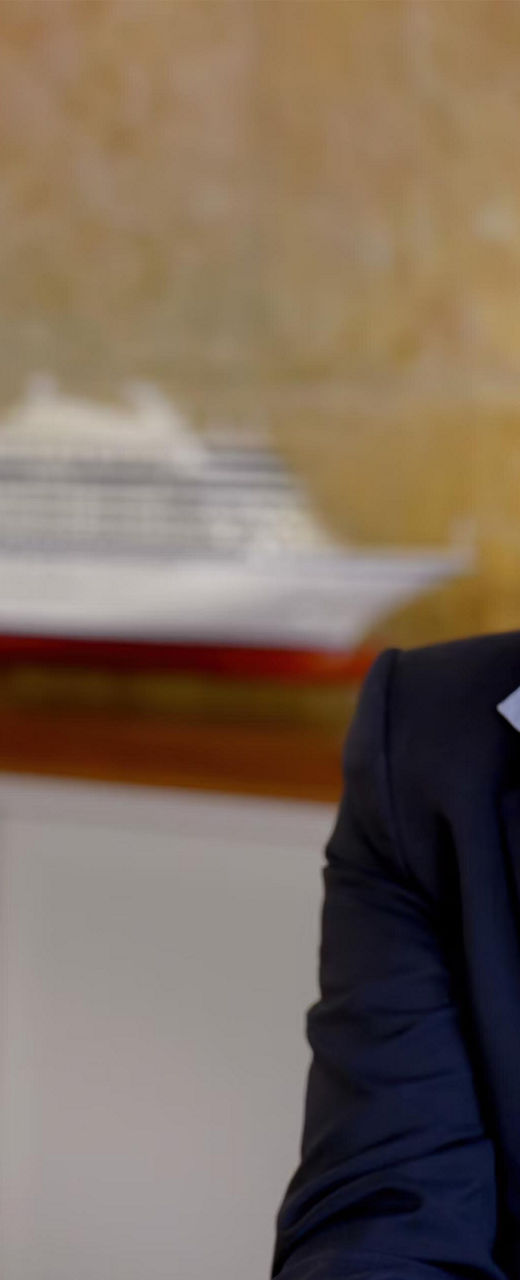 Professional setting with cruise ship model