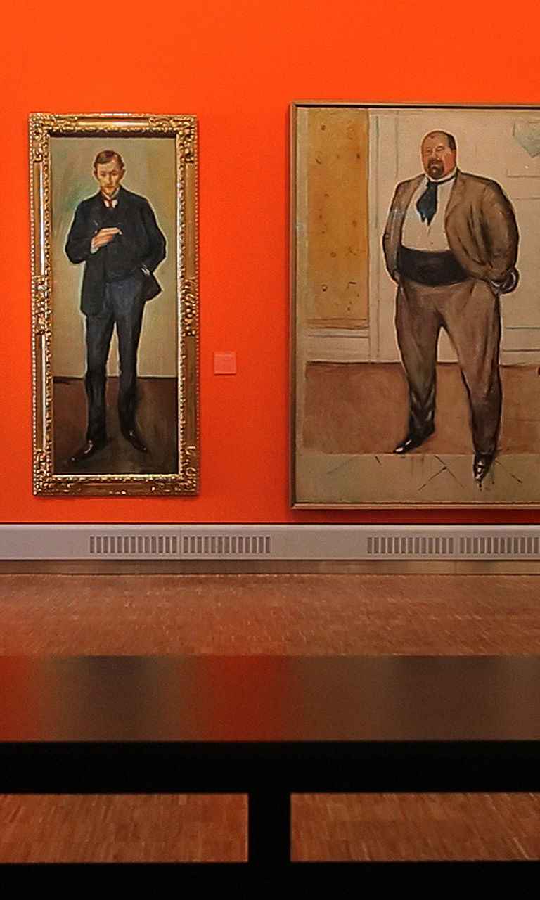 Art gallery with portrait paintings on display
