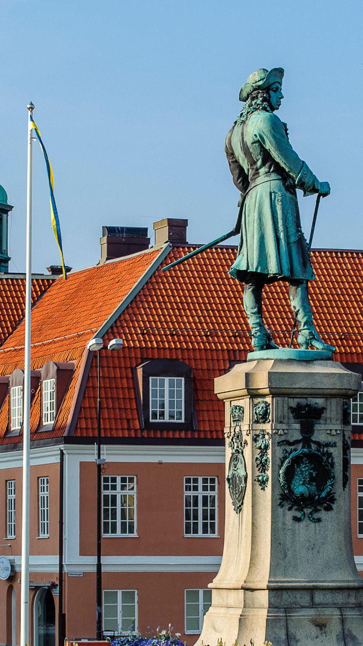 Historic statue in European town square