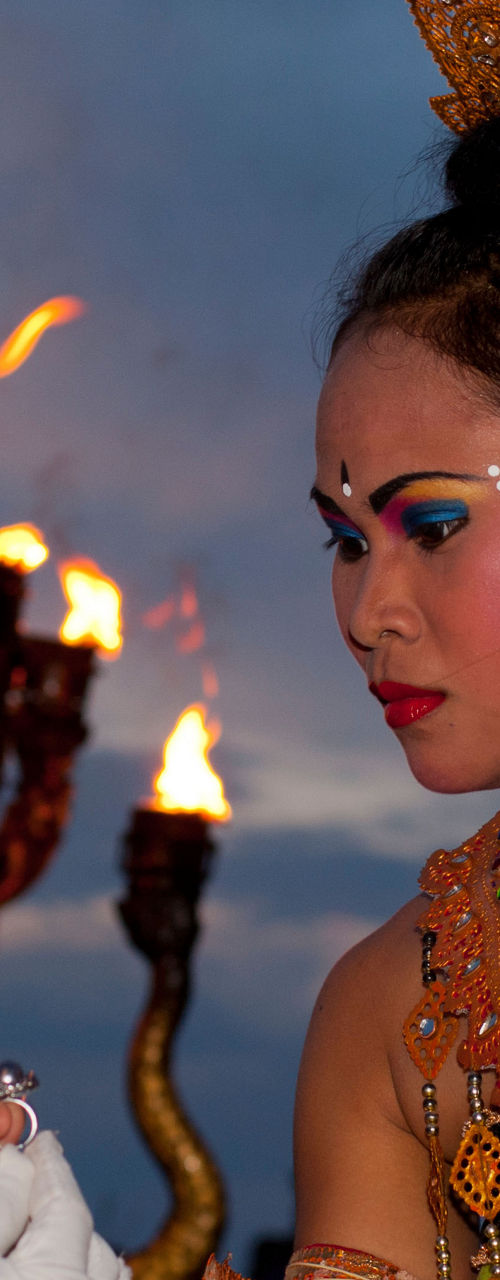 Traditional Balinese dance with ornate costumes