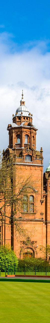 Historic architecture in Glasgow cityscape