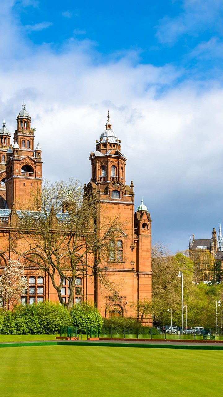 Historic architecture in Glasgow cityscape