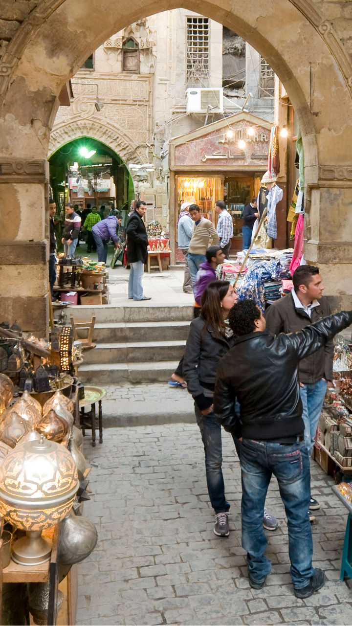 Traditional market with ornate lanterns