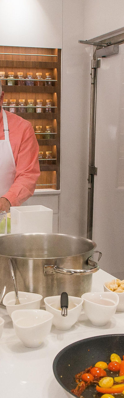 Cooking class with fresh vegetables and Viking aprons