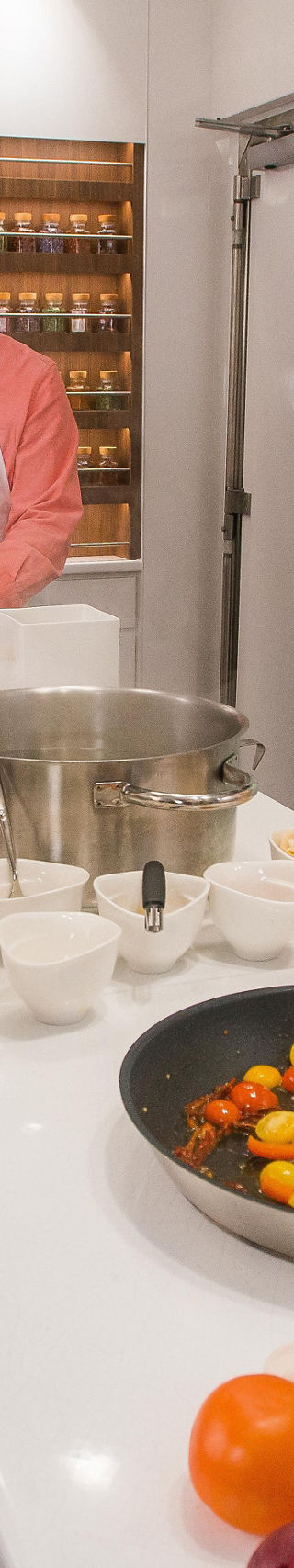 Cooking class with fresh vegetables and Viking aprons