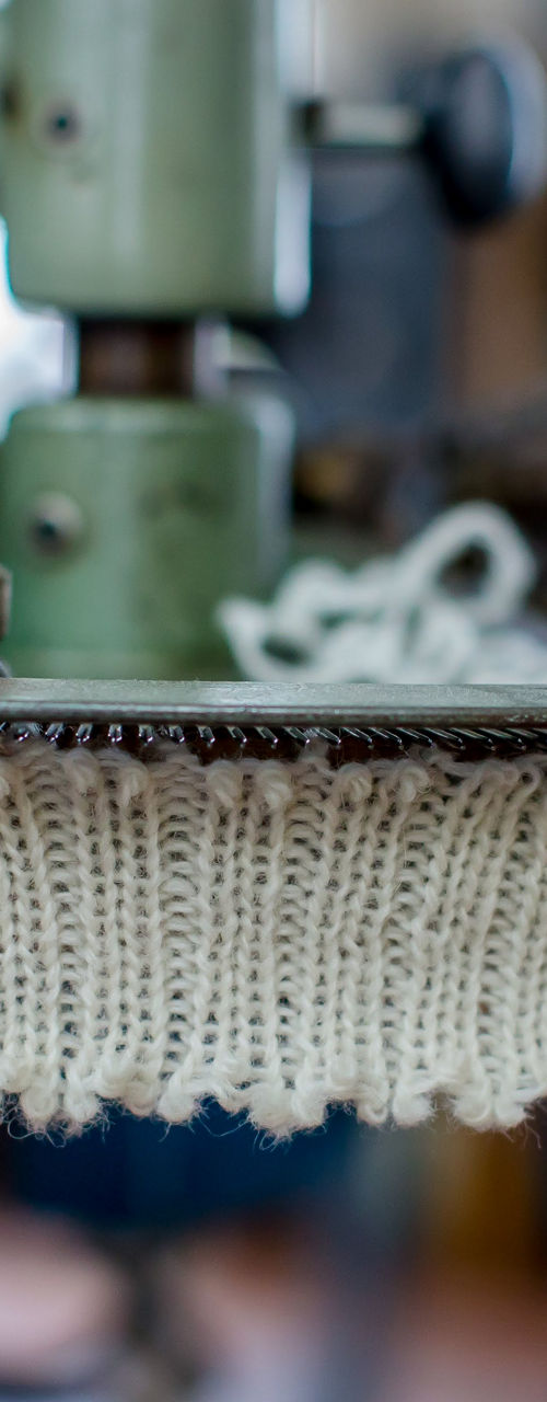 Vintage knitting machine with fabric detail