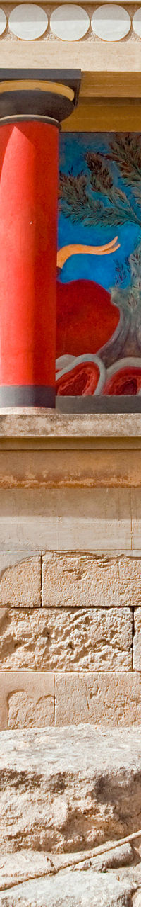 Ancient Knossos Palace with Red Columns