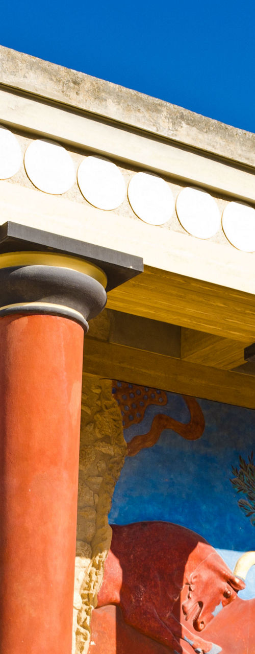 Ancient Knossos Palace with vibrant fresco