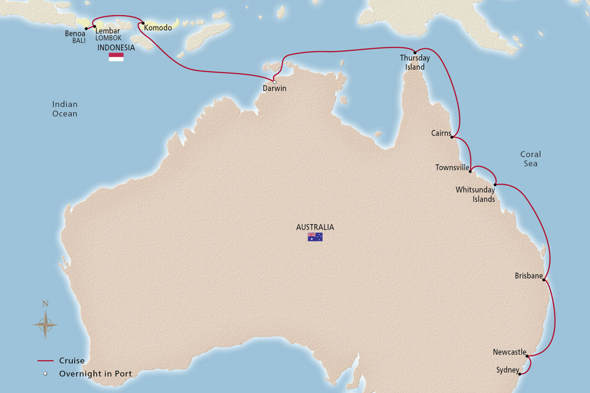 Komodo & the Australian Coast – route map