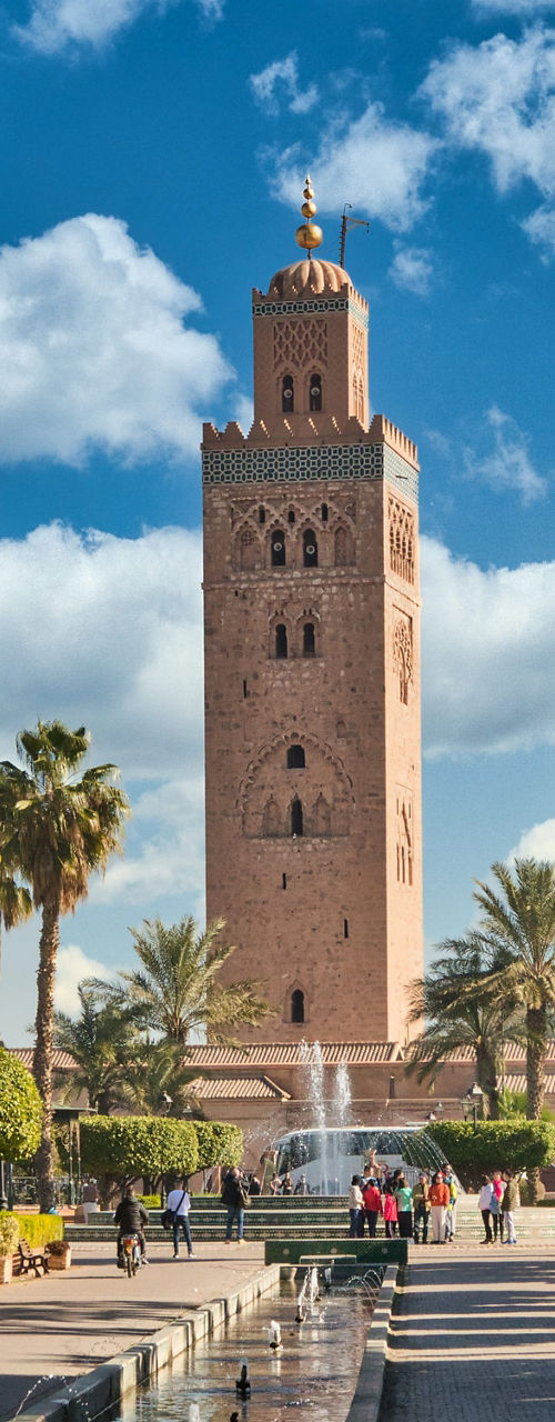 Koutoubia Mosque in sunny Marrakech park