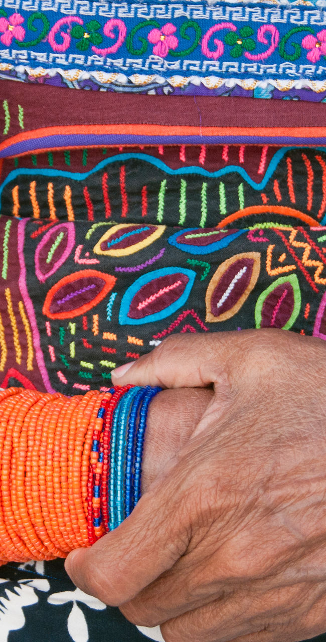 Colorful traditional attire with beadwork