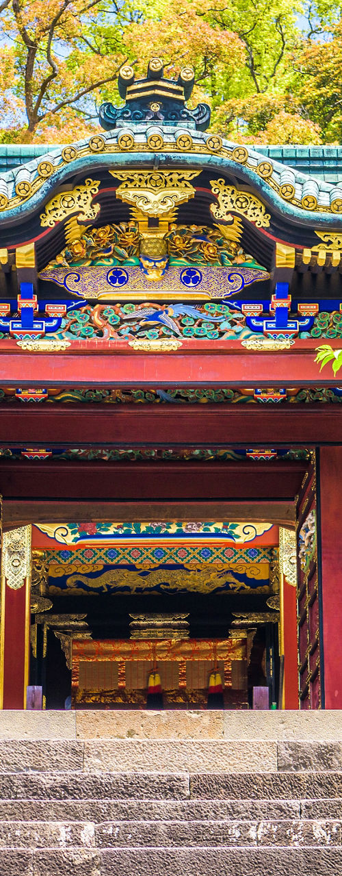 Ornate Japanese Shrine Entrance with Stone Steps