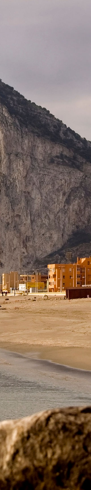 Rock of Gibraltar with coastal town view