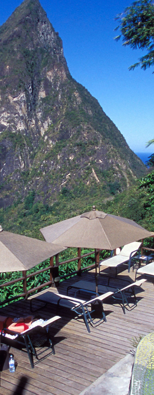Tropical resort with mountain and pool view
