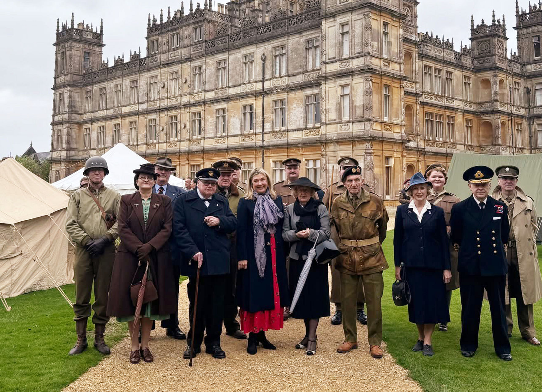 Historical reenactment at grand estate