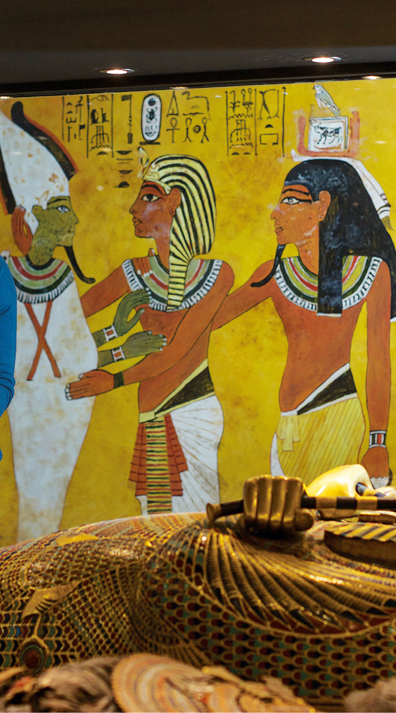 Egyptian sarcophagus in museum exhibit