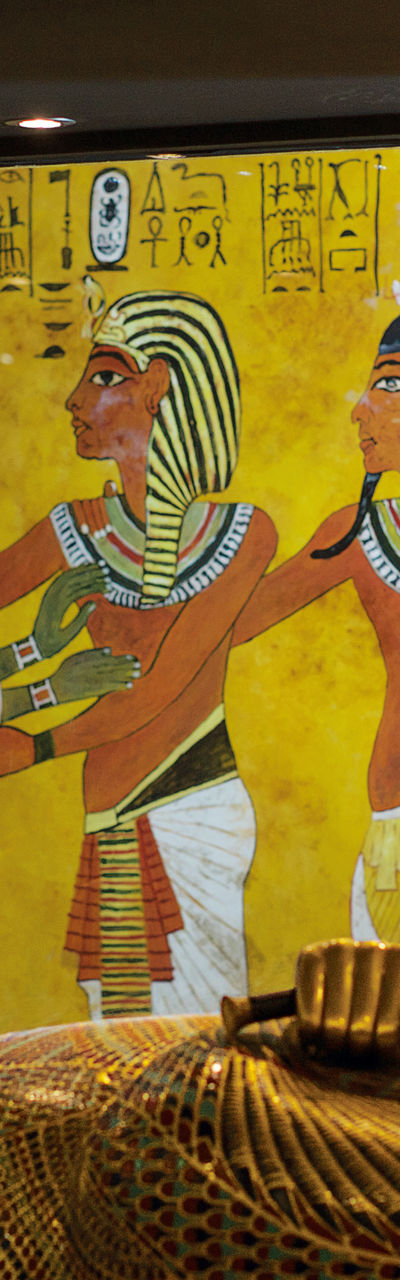 Egyptian sarcophagus in museum exhibit