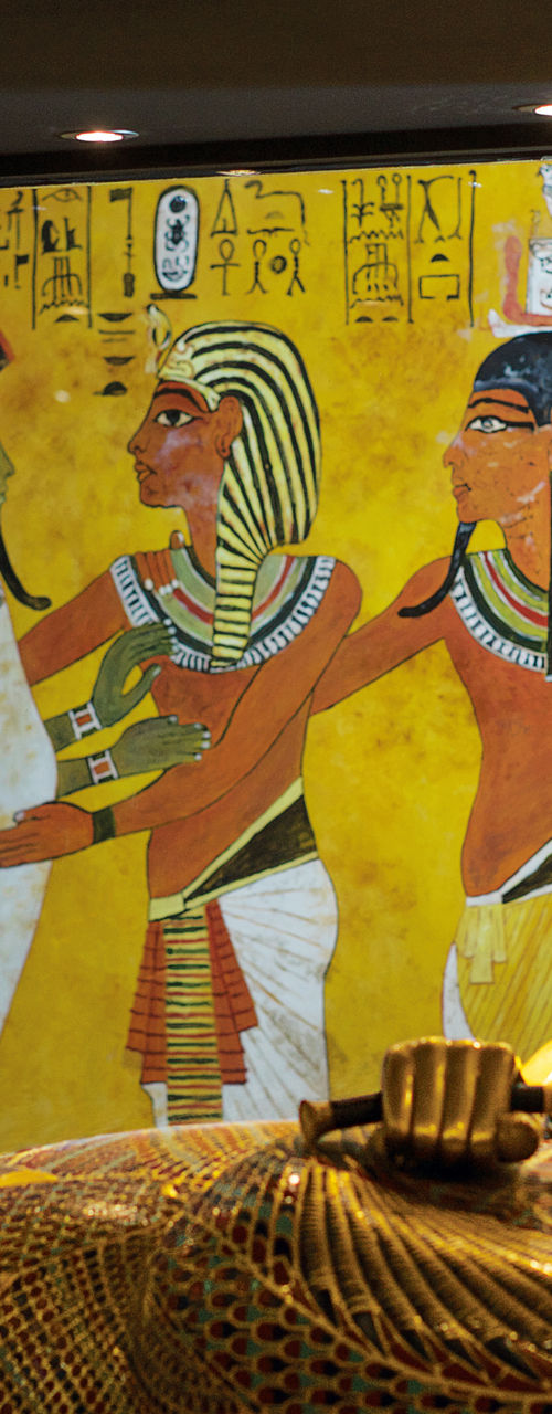 Egyptian sarcophagus in museum exhibit