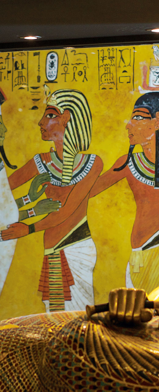 Egyptian sarcophagus in museum exhibit