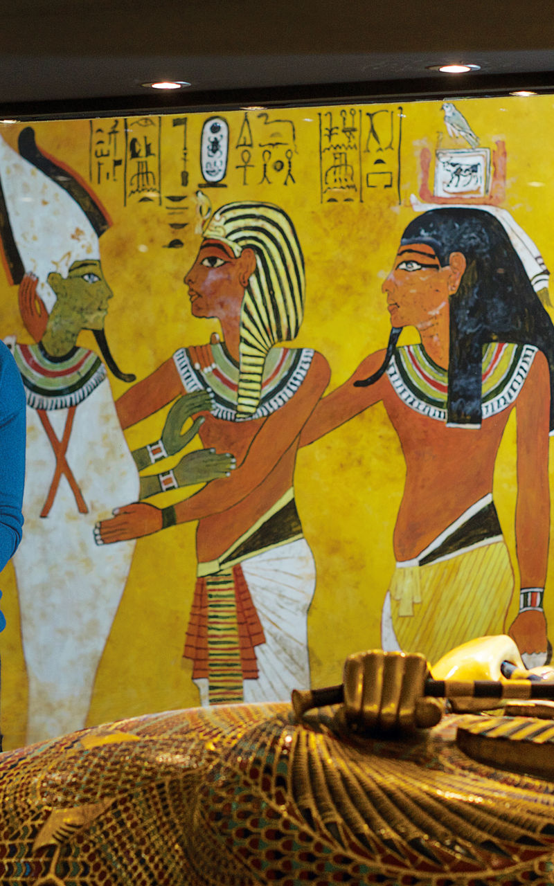 Egyptian sarcophagus in museum exhibit