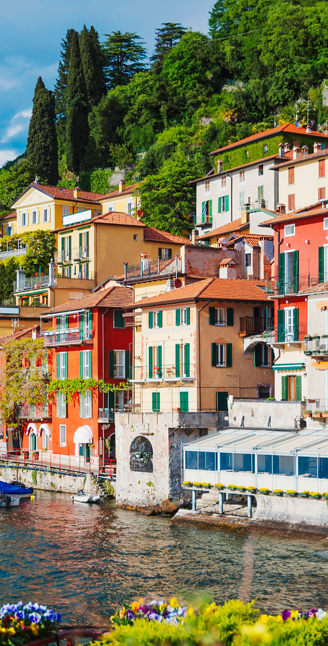 Colorful Lakefront Village with Scenic Views