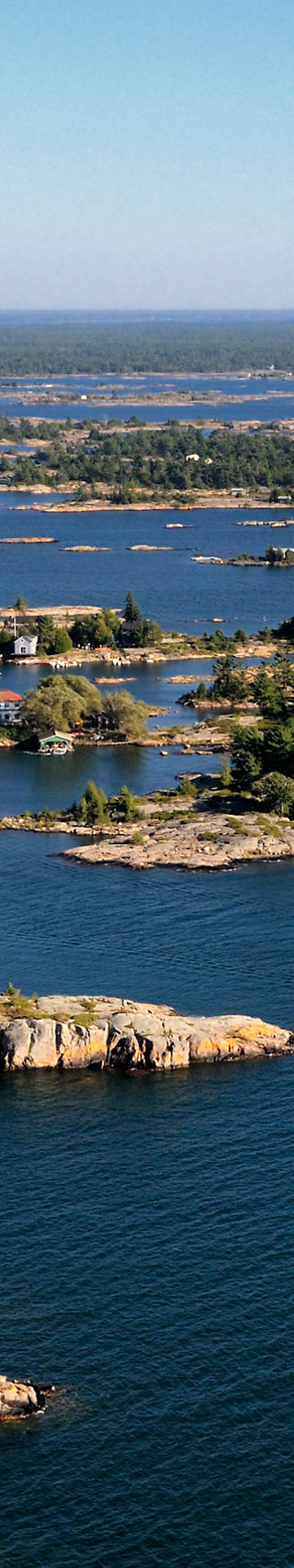Scenic aerial view of island coastline