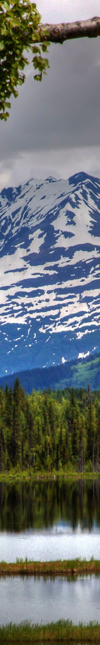 Scenic mountain landscape with lake view