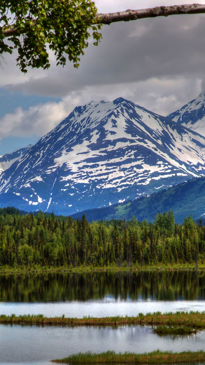 Scenic mountain landscape with lake view
