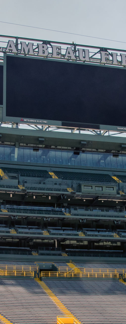 Lambeau Field stadium with empty seating