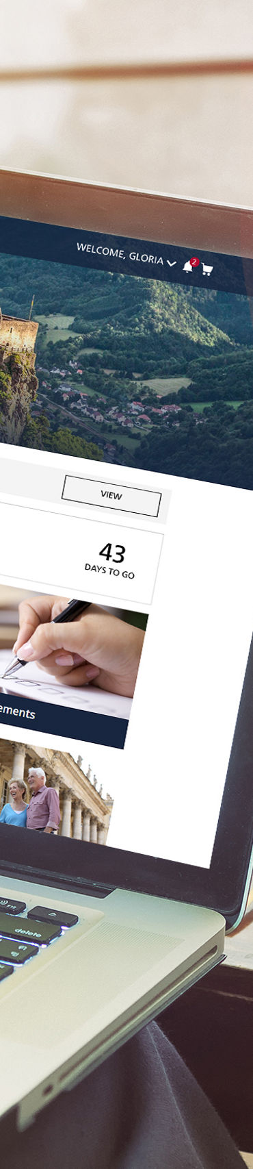 Person browsing travel website on laptop