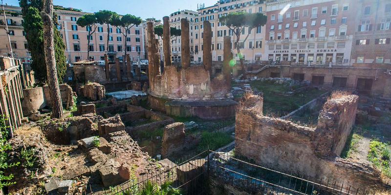 Ancient Roman ruins in urban setting