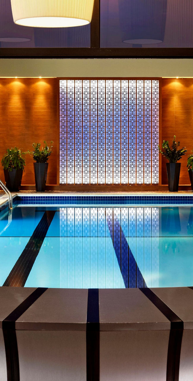 Luxury indoor pool with modern decor