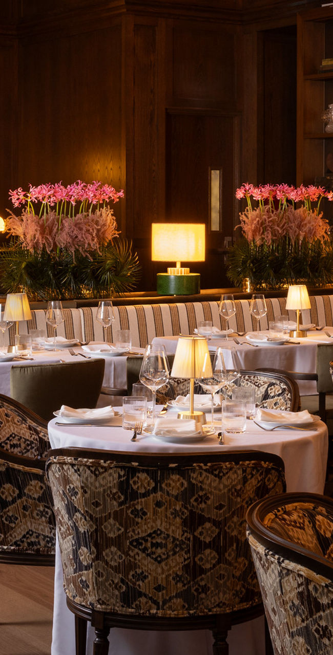 Elegant restaurant interior with warm lighting