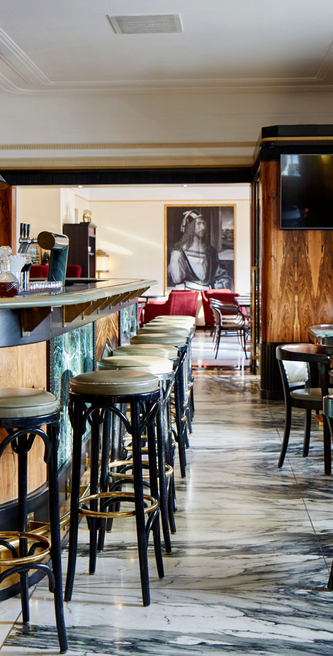Elegant bar interior with marble flooring