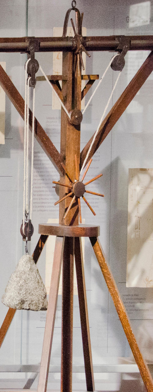 Wooden engineering models in museum display