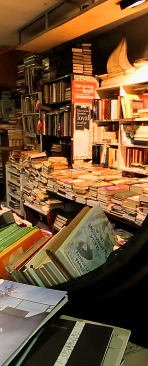 Cozy bookstore with gondola decor