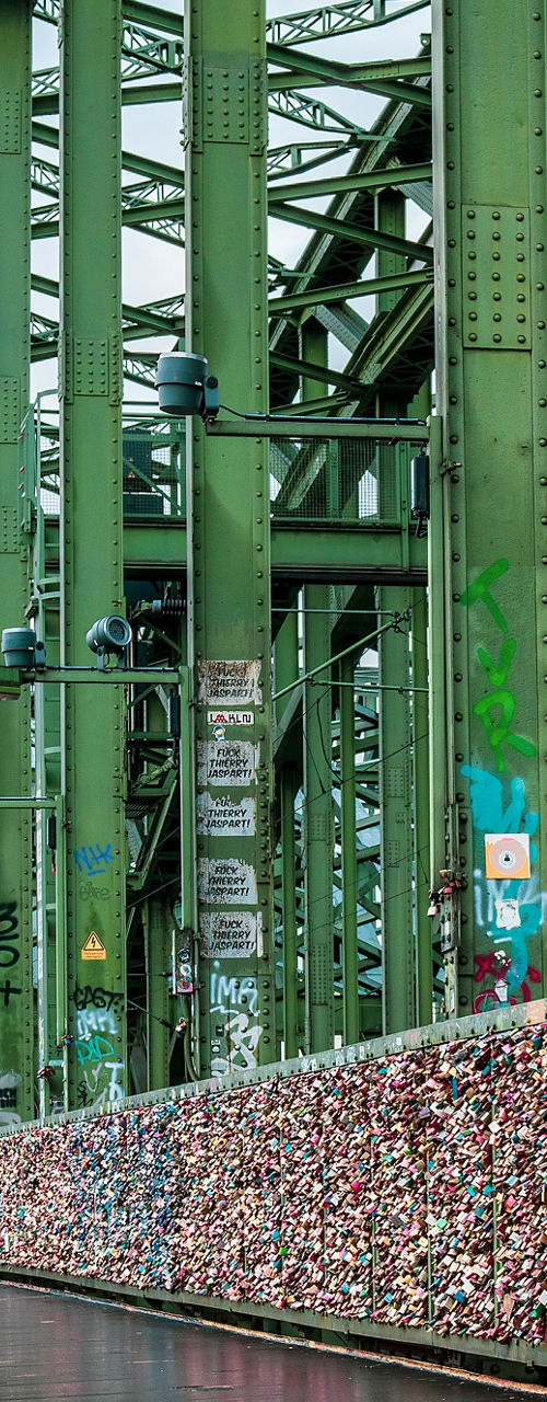 Hohenzollern Bridge with love locks in Cologne