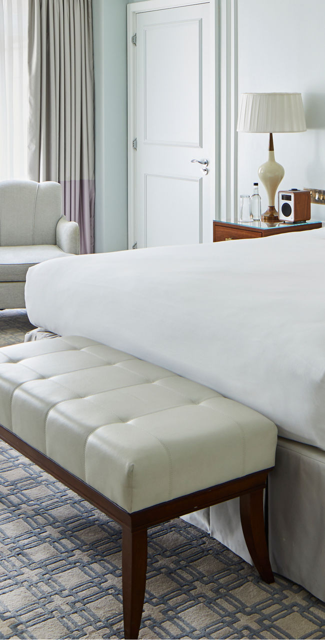 Elegant hotel room with king-size bed