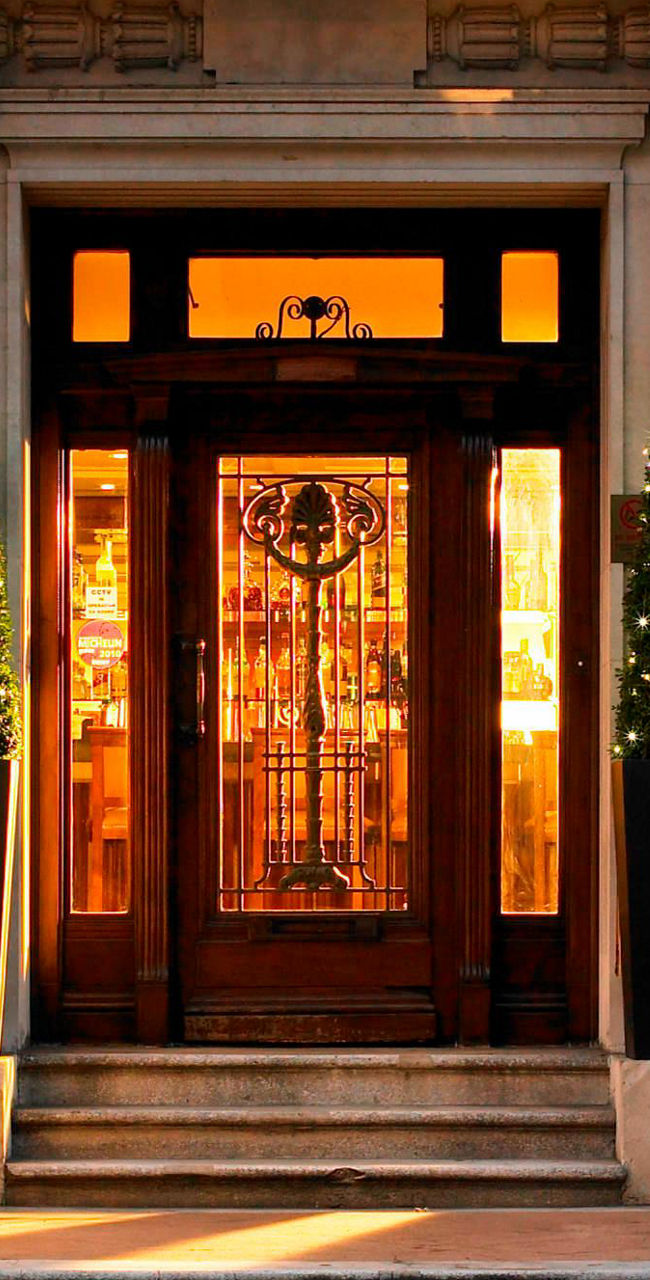 Elegant building facade with warm lighting