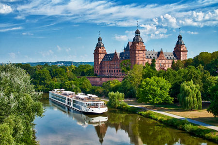 River cruise near historic castle scenery